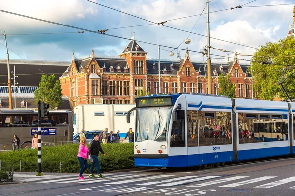 Město tramvaj v Amsterdamu — Stock fotografie