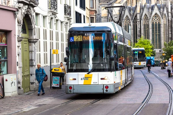 Городской трамвай Гента — стоковое фото