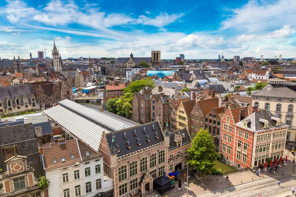 Vista aérea panorâmica de Gent — Fotografia de Stock