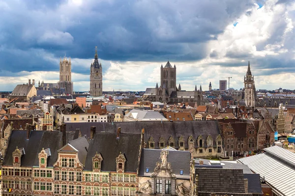 Panoramatický letecký pohled na Gent — Stock fotografie