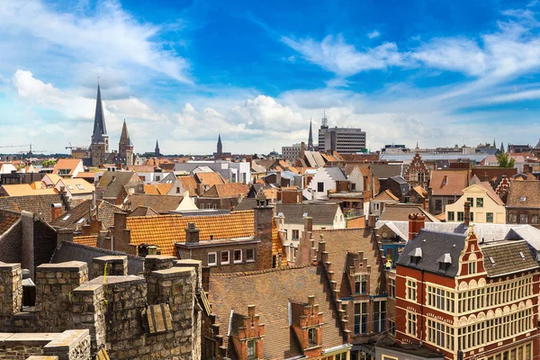Panoramiczny widok z lotu ptaka z Gent — Zdjęcie stockowe