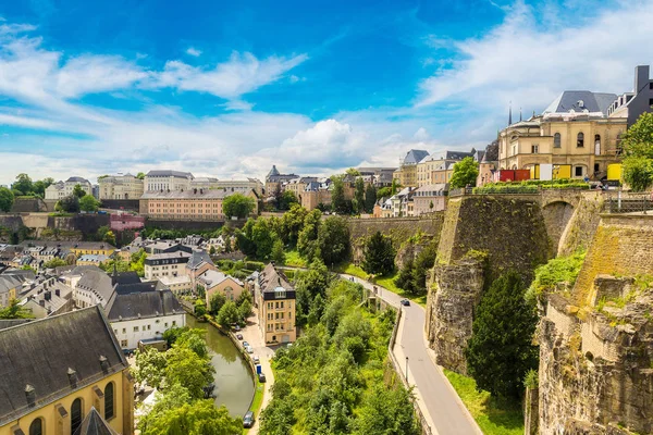 Panoramatický letecký pohled z Lucemburska — Stock fotografie