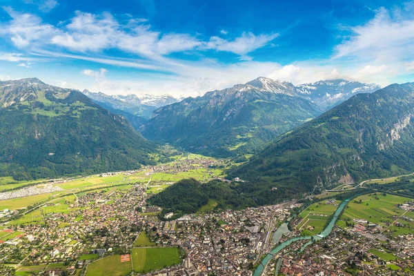 Panoramautsikt över airview Interlaken — Stockfoto