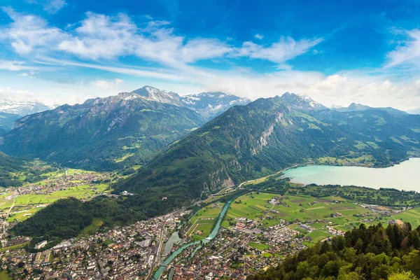 Panoramautsikt över airview Interlaken — Stockfoto