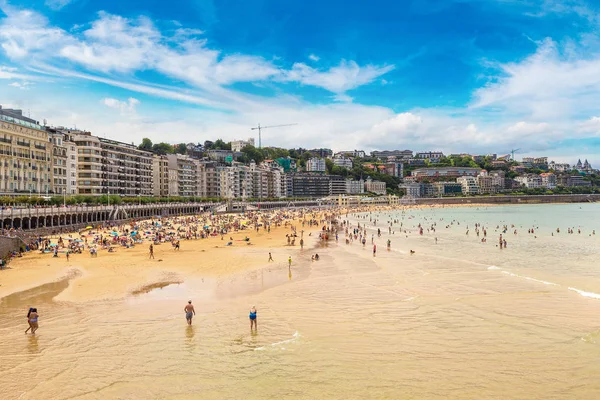 Plaży La Concha w San Sebastian — Zdjęcie stockowe