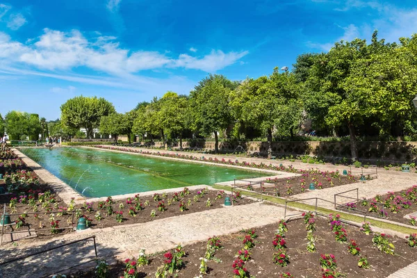 Suihkulähteet ja puutarha Alcazarissa — kuvapankkivalokuva