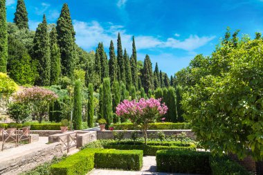 Alhambra Sarayı bahçesinde