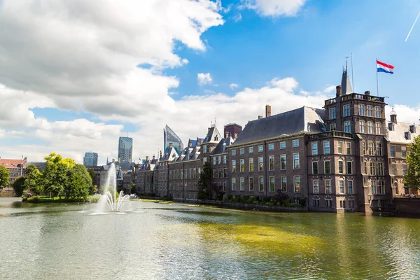 Binnenhof palais et fontaine — Photo