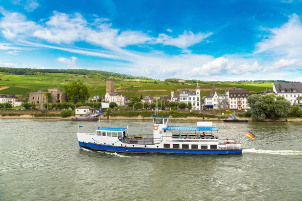 Řeka Rýn a Ruedesheim am Rhein — Stock fotografie