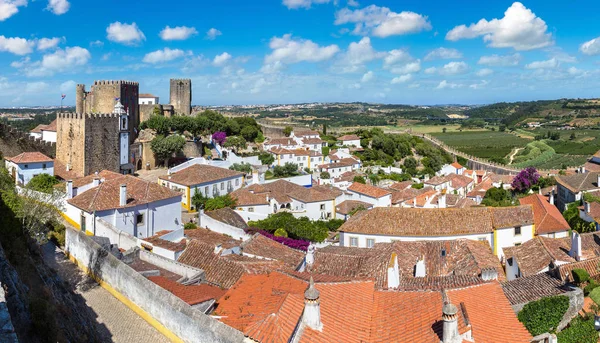Panorama Flygfoto över medeltida staden Obidos — Stockfoto