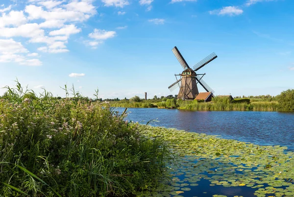 풍차와 운하 Kinderdijk — 스톡 사진