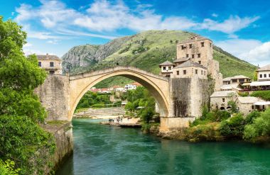 Panorama of The Old Bridge in Mostar clipart