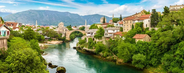 Panorama of The Old Bridge in Mostar — Stock Photo, Image