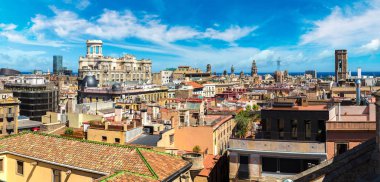 Barselona 'nın panoramik hava görüntüsü