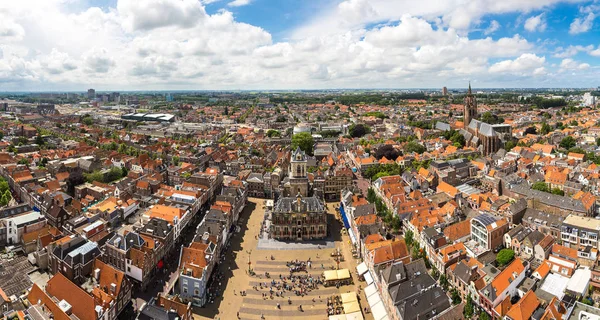 Panoramic aerial view of Delft — Stock Photo, Image