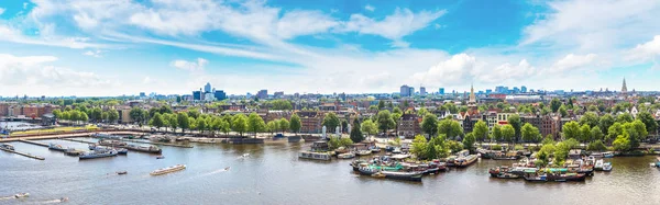 Panoramiczny widok z lotu ptaka Amsterdamu — Zdjęcie stockowe