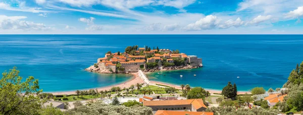 Panorama över ön Sveti Stefan — Stockfoto