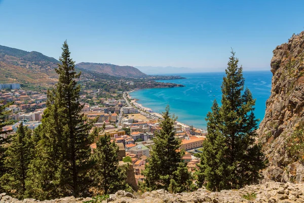 Aerial view of Cefalu city in Sicily — Stock Photo, Image