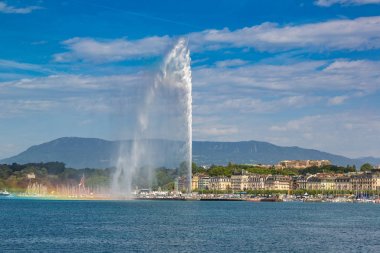 Geneva lake and Jet fountain in Geneva clipart