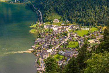 Avusturya Hallstatt kentinin panoramik görünüm