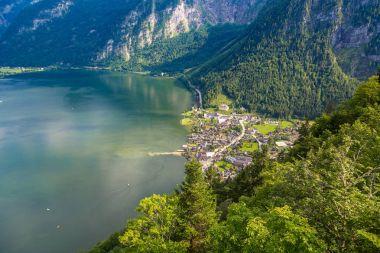 Avusturya Hallstatt kentinin panoramik görünüm