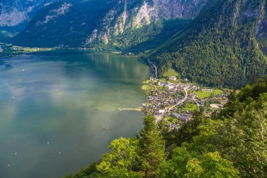 Avusturya Hallstatt kentinin panoramik görünüm