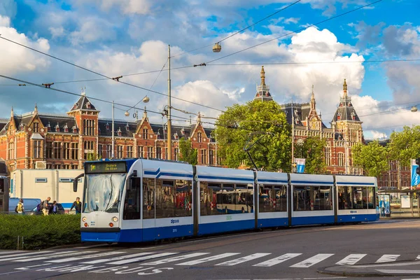 Město tramvaj v Amsterdamu — Stock fotografie