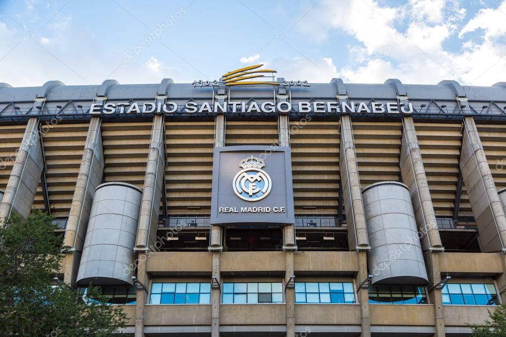 MADRID, SPAIN - JULY 25, 2017: Santiago Bernabeu Stadium of Real Madrid in Madrid, Spain in a beautiful summer day