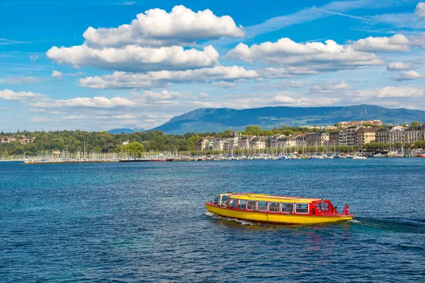 Genfi-tó és a Jet-kút Genfben — Stock Fotó