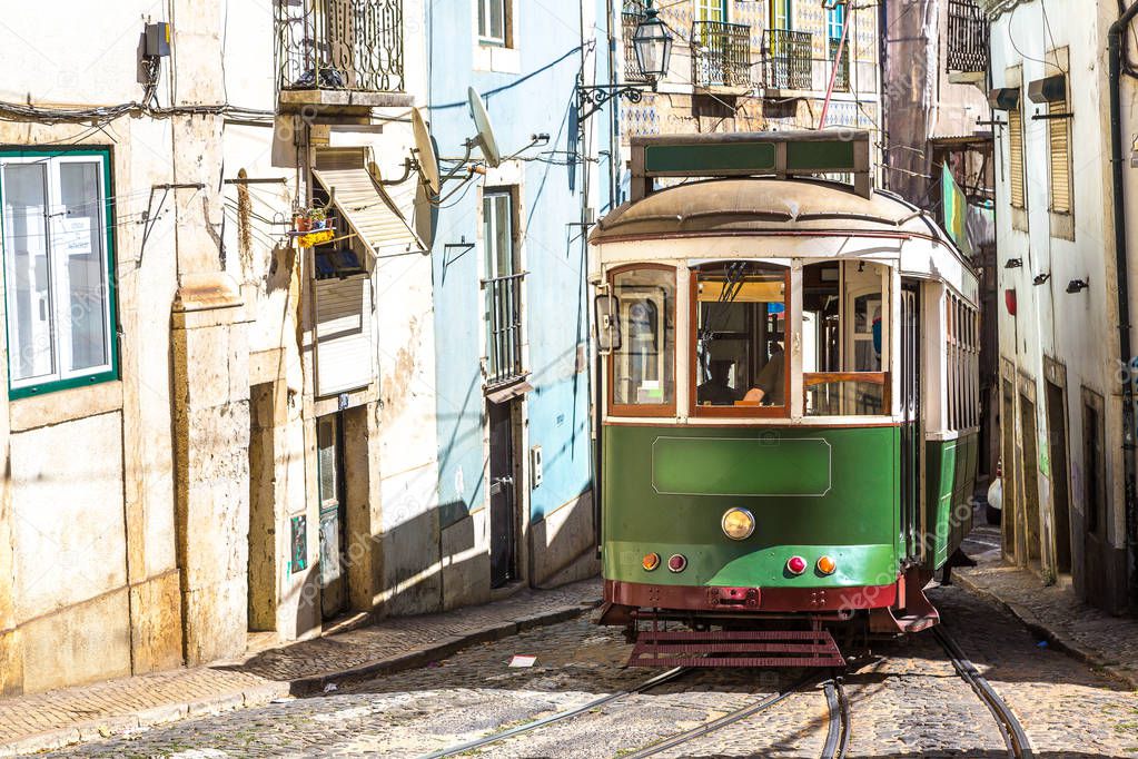 Vintage tram in Lisbon