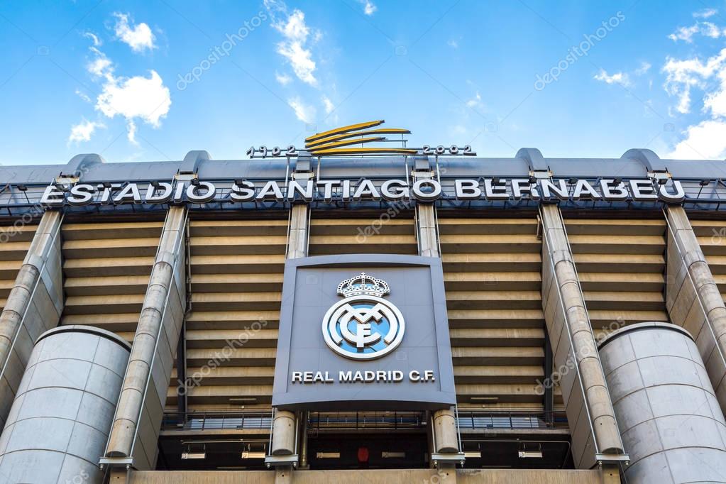 MADRID, SPAIN - JULY 25, 2017: Santiago Bernabeu Stadium of Real Madrid in Madrid, Spain in a beautiful summer day