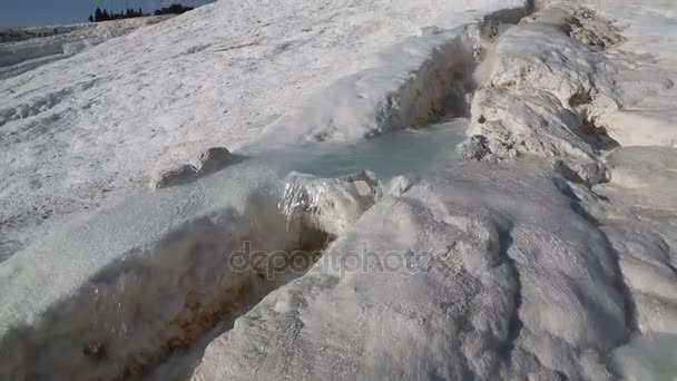 Travertinpooler och terrasser i pamukkale, kalkon — Stockvideo