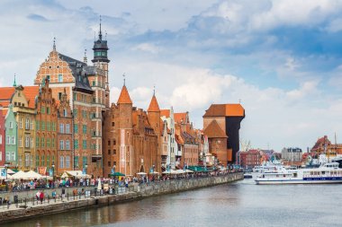 Cityscape Gdansk vistula Nehri üzerinde