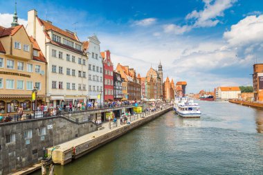 Cityscape Gdansk vistula Nehri üzerinde