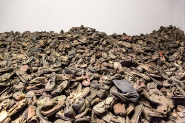 Auschwitz'de kurbanlarının çizmeler
