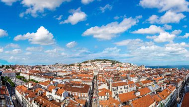Hava panoramik Lizbon, Portekiz. Bir yaz günü Sao Jorge kalede