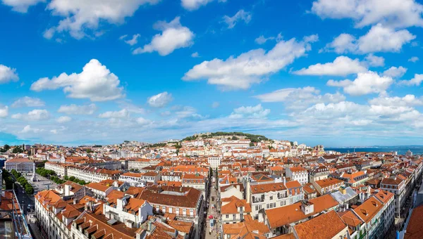 Panorama Flygfoto Över Lissabon Portugal Sao Jorge Castle Sommardag — Stockfoto