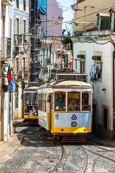 Lisbona Portogallo Luglio 2017 Tram Vintage Nel Centro Della Città — Foto Stock