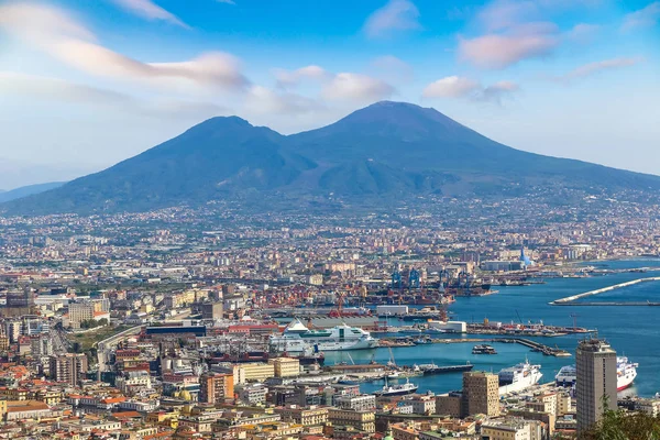 Napoli Nápoles Monte Vesúvio Fundo Pôr Sol Dia Verão Itália — Fotografia de Stock