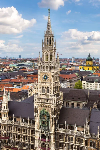 Marienplatz Belediye Binası Münih Almanya Üzerinde Havadan Görünümü — Stok fotoğraf