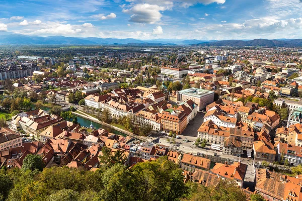 Letecký pohled na v Lublani — Stock fotografie