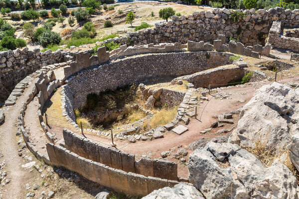 Tomb of the Kings and ruins of ancient city Mycenae, Greece in a summer day
