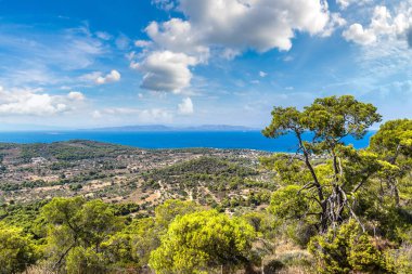 Aegina Adası'nın panoramik manzara