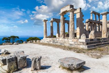 Aphaia temple on Aegina island in a summer day in Greece clipart