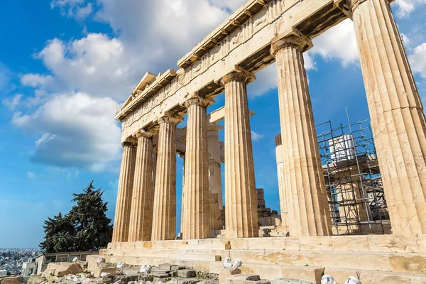 Parthenon Tempel Auf Der Akropolis Einem Sommertag Athen Griechenland — Stockfoto
