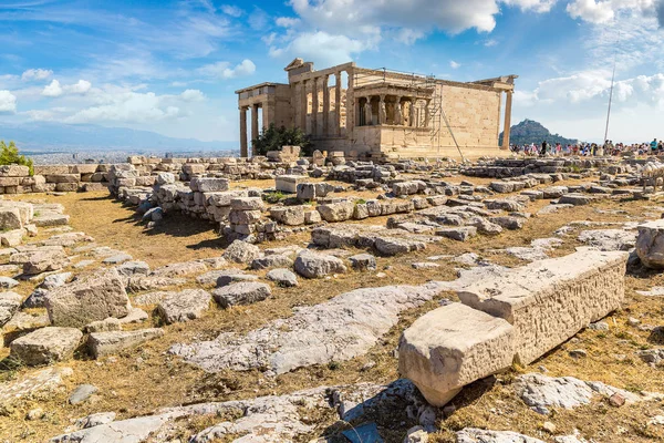 Erechtheum Templom Romjai Egy Nyári Napon Akropolisz Athén Görögország — Stock Fotó