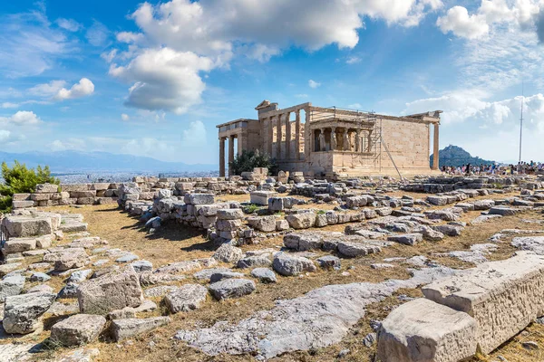 Erechtheum Templom Romjai Egy Nyári Napon Akropolisz Athén Görögország — Stock Fotó