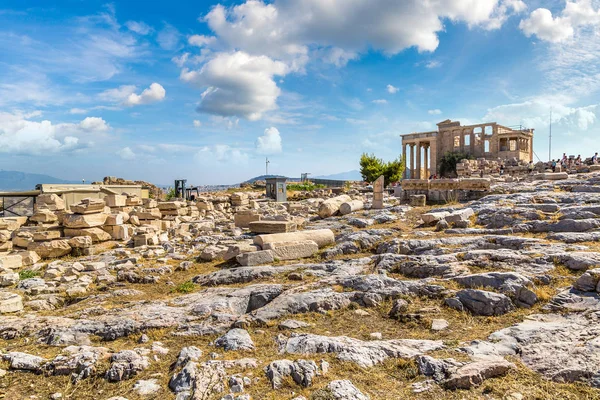 Erechtheum Templom Romjai Egy Nyári Napon Akropolisz Athén Görögország — Stock Fotó