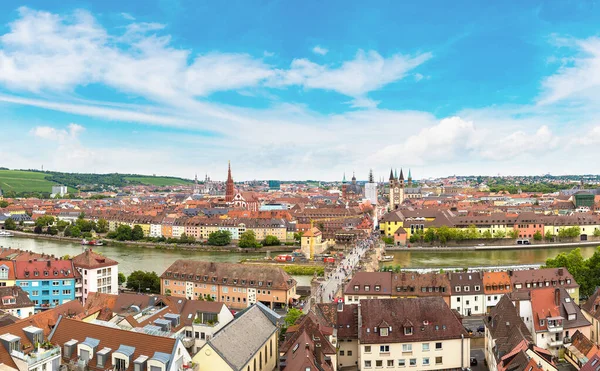 Panoramatický letecký pohled na Würzburg — Stock fotografie