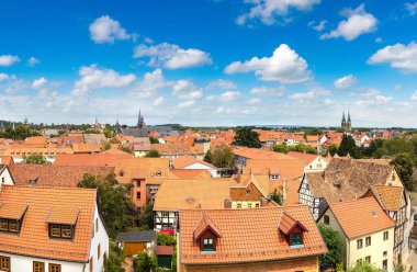 Quedlinburg, Almanya'nın panoramik görünüm